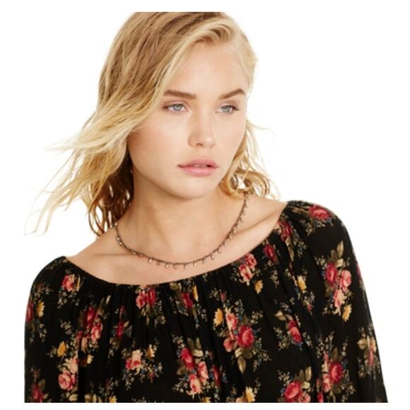 RALPH LAUREN DENIM & SUPPLY Black Red Floral Ruffle Blouse Top – Medium - Picture 3 of 12